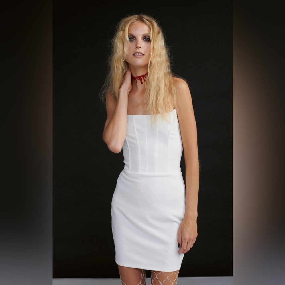 Nasty Gal | Strapless Corset Bodycon Mini Dress | White | Small
